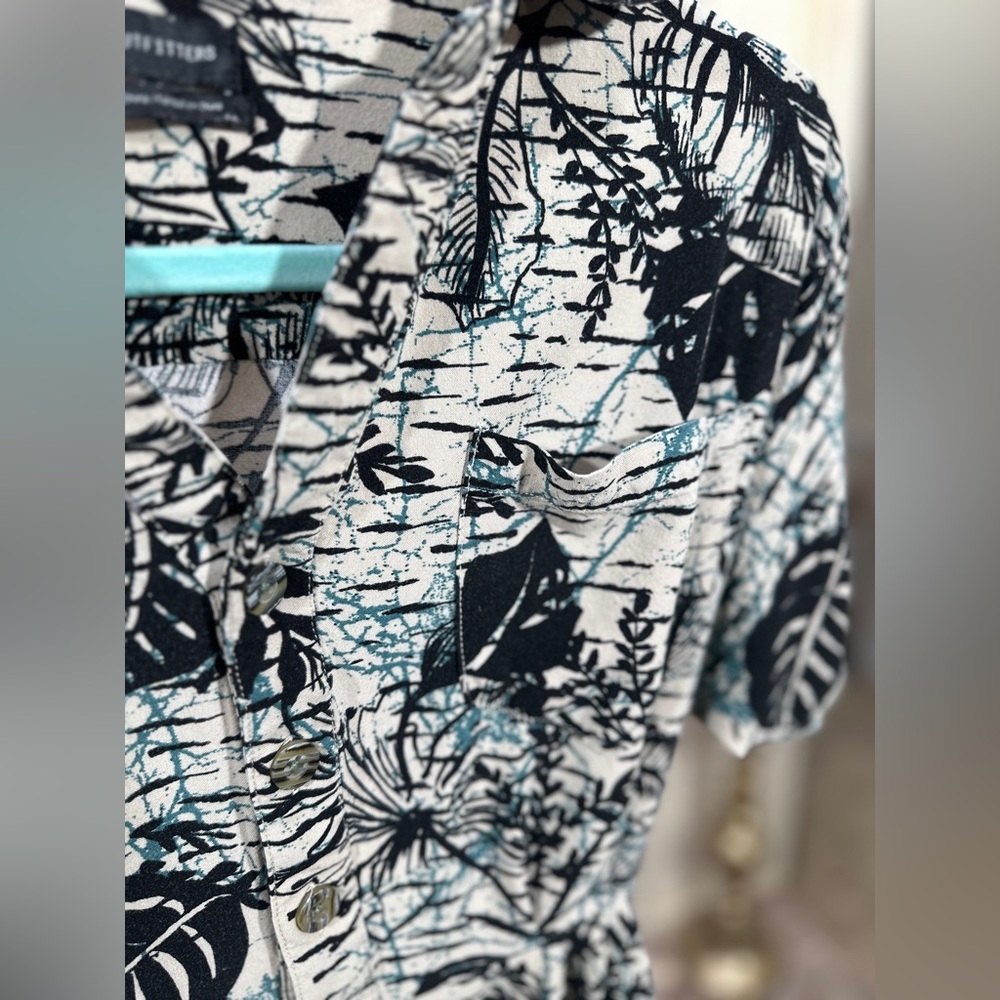 Urban Outfitters Grayson Mini Shirt Dress – Abstract Tropical Leaf Print XS - Picture 3 of 10